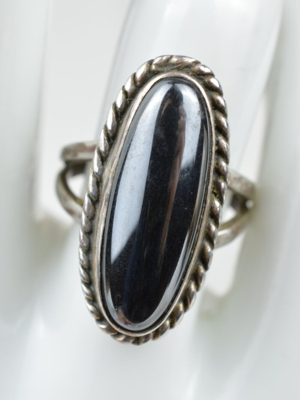 VTG Bell Trading Post Sterling Silver Hematite Ring Sz 6 Southwestern